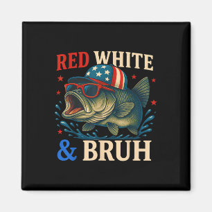 Patriotic Red White & amp; Bruh America Fish Magnet