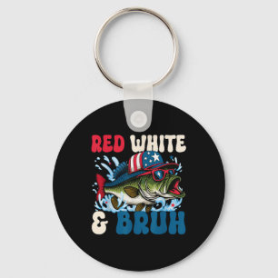 Patriotic Red White & amp; Bruh America Fish Schlüsselanhänger