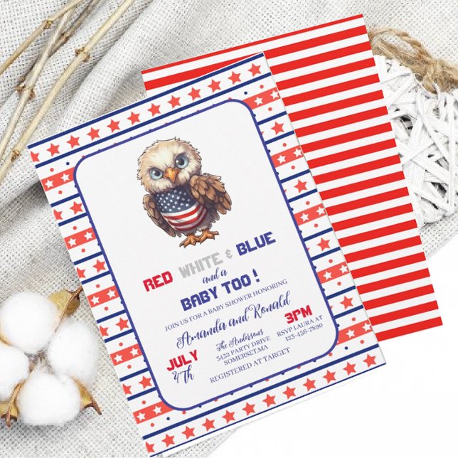 Patriotic Red White and Blue 4. Juli BBInvitation Einladung (Von Creator hochgeladen)
