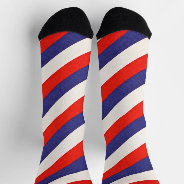 Patriotic Red White and Blue Striped Socken (Oben)