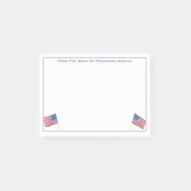 Patriotic Red White and Blue USA Flag Personalisie Post-it Klebezettel (Vorderseite)