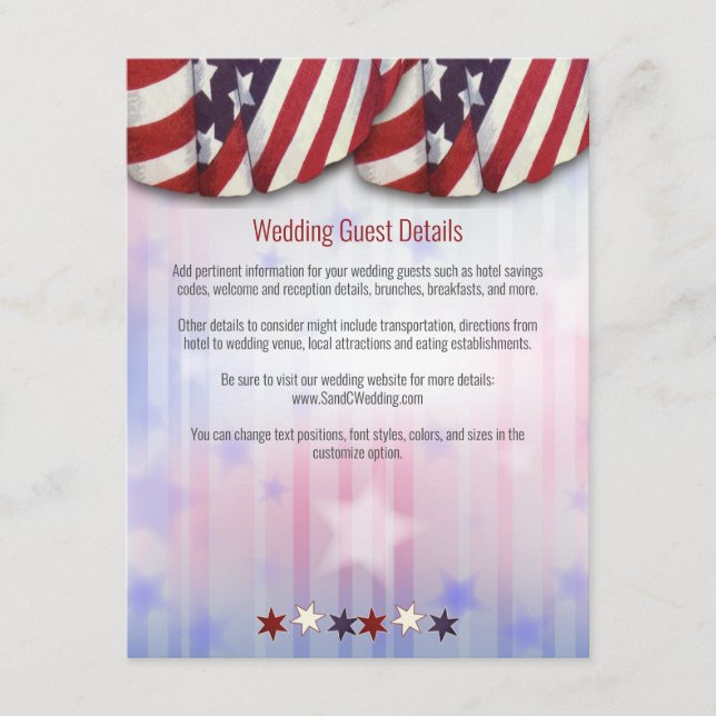 Patriotic Red White Blue Bunting Top Stars Begleitkarte (Vorderseite)