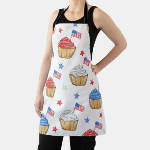 Patriotic Red White Blue Cupcake Flag Stars Backen Schürze