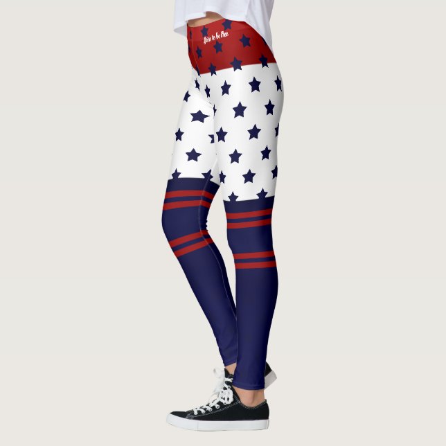 Patriotic Red White & Blue Design Leggings (Links)