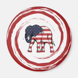 Patriotic Red White Blue Elephant Magnet