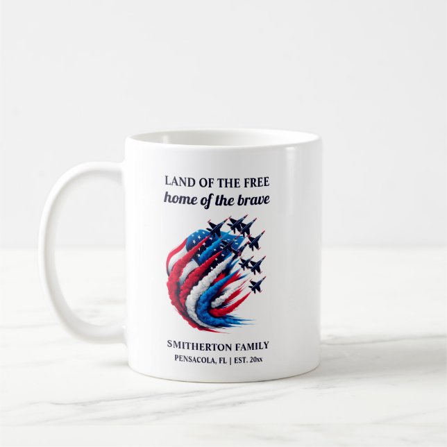 Patriotic Red White Blue Fighter Jets Kaffeetasse (Links)