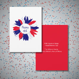 Patriotic Red White Blue Floral Amerikanische Unab Feiertagskarte