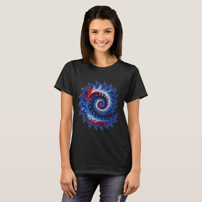 Patriotic, red white blue fractal  spiral abstract T-Shirt (Vorne ganz)