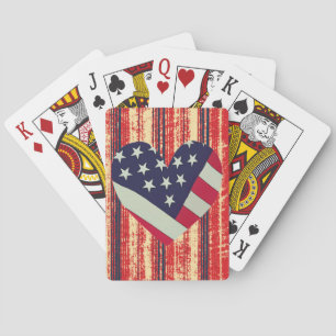 Patriotic Red White Blue Heart Cards Game Spielkarten