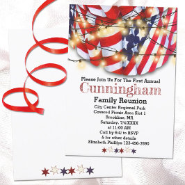 Patriotic Red White Blue Lights Family Reunion Einladung