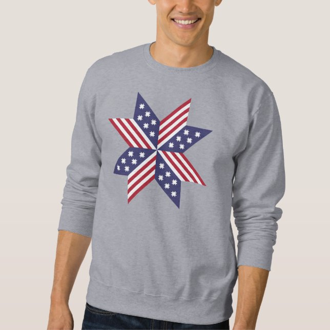 Patriotic Red White Blue Native Stars Streifen Sweatshirt (Vorderseite)