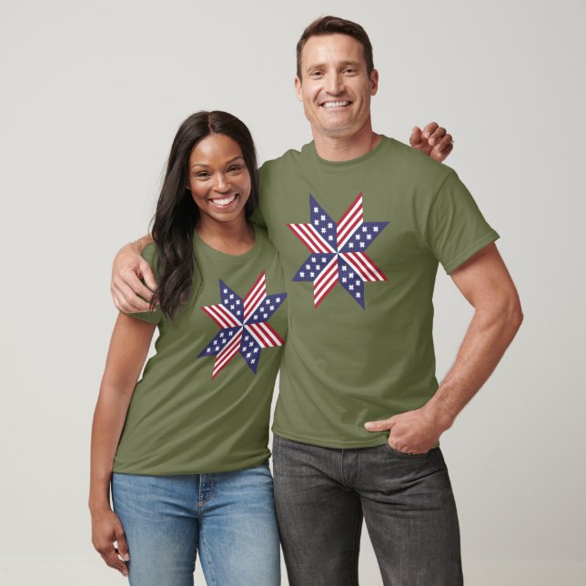Patriotic Red White Blue Native Stars Streifen T-Shirt (Unisex)