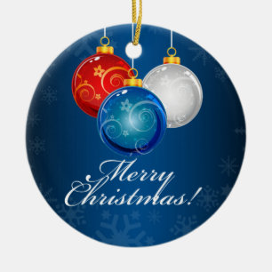Patriotic Red White Blue Ornaments Frohe Weihnacht Keramikornament