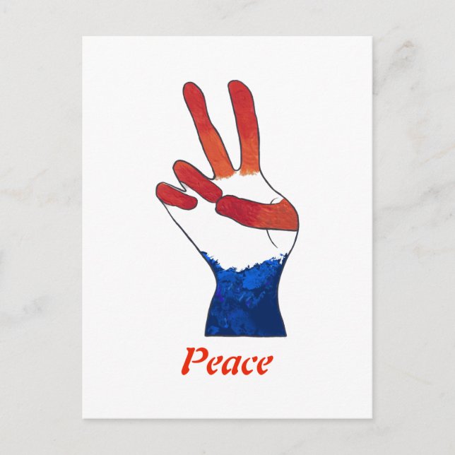 Patriotic Red White Blue Peace Schilder Hand Postk Postkarte (Vorderseite)