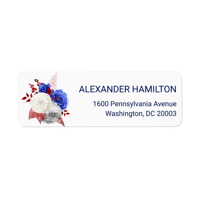 Patriotic Red White Blue Roses Return Address (Vorne)