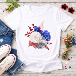 Patriotic Red White Blue Roses Tri-Blend Shirt