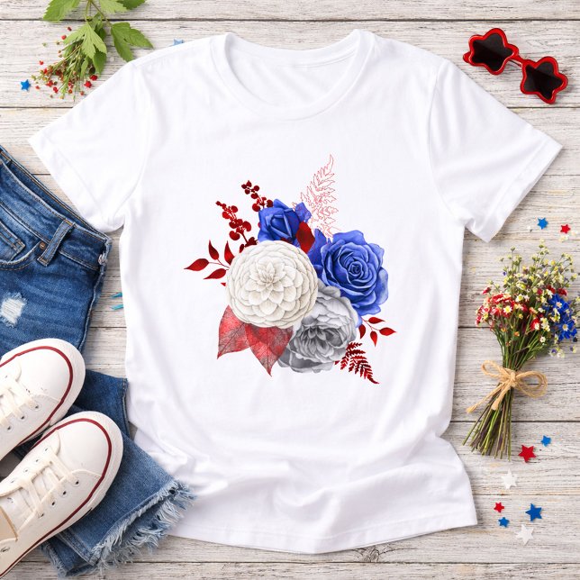 Patriotic Red White Blue Roses Tri-Blend Shirt (Von Creator hochgeladen)