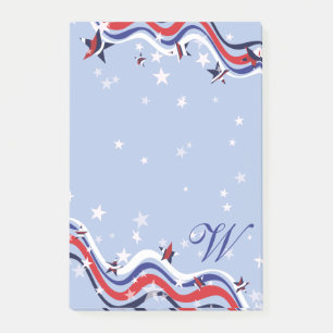 Patriotic Red White Blue Spangled Banner Stars Post-it Klebezettel