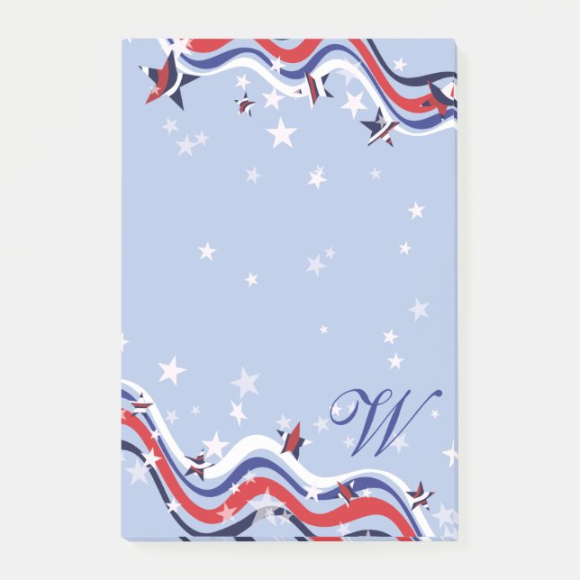 Patriotic Red White Blue Spangled Banner Stars Post-it Klebezettel (Vorderseite)