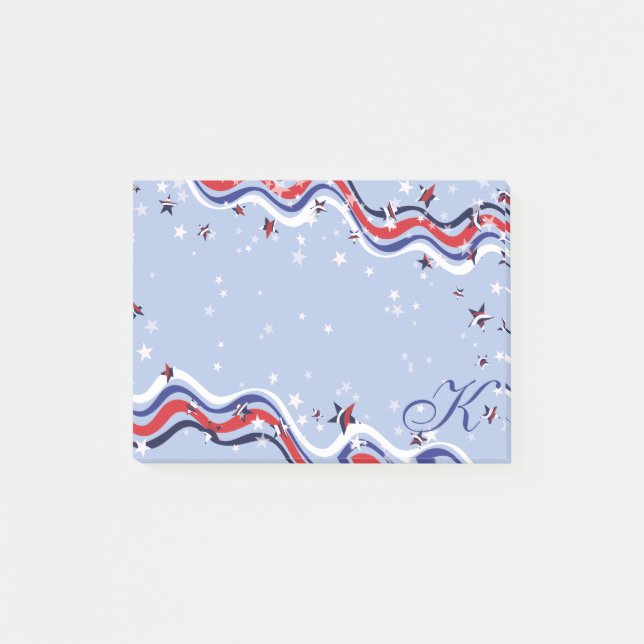 Patriotic Red White Blue Spangled Banner Stars Post-it Klebezettel (Vorderseite)