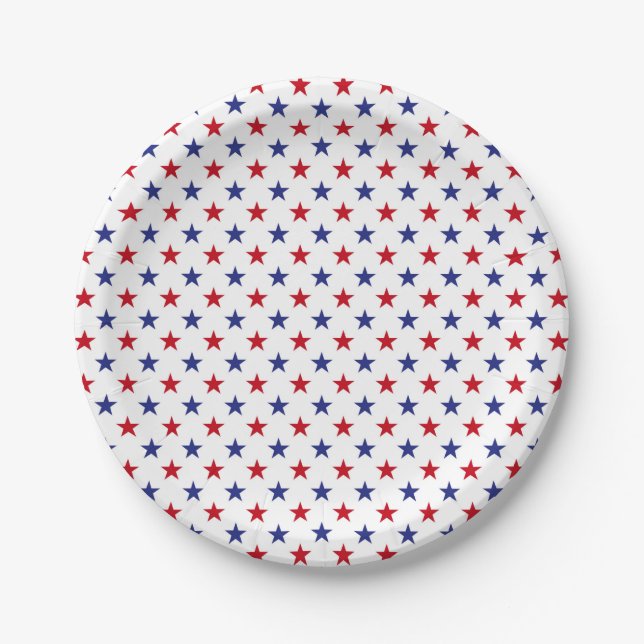 Patriotic Red White Blue Stars Pappteller (Vorderseite)