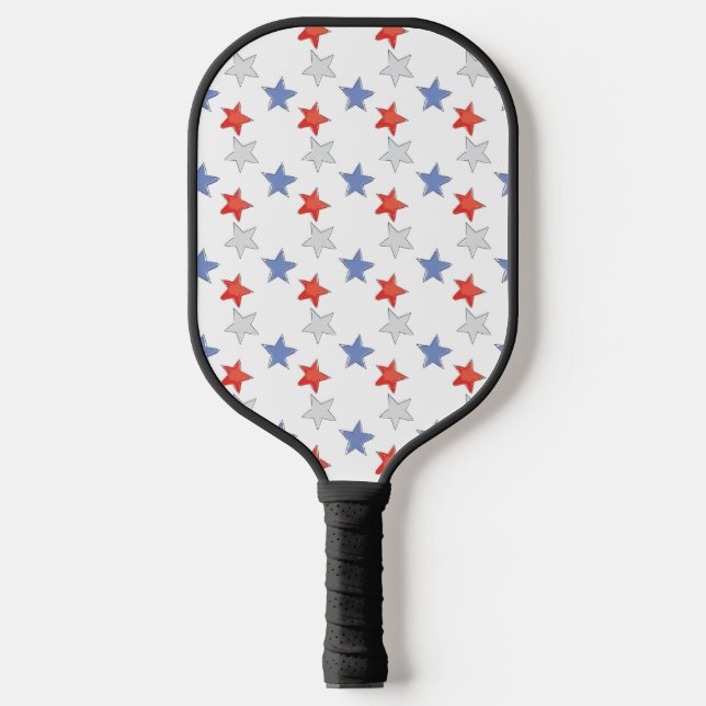 Patriotic Red White Blue Stars Pickleball Schläger (Vorderseite)