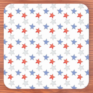 Patriotic Red White Blue Stars Rechteckiger Pappuntersetzer