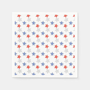 Patriotic Red White Blue Stars Serviette