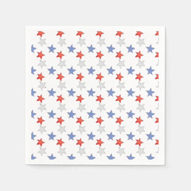 Patriotic Red White Blue Stars Serviette (Vorderseite)