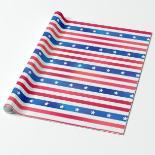 Patriotic Red White Blue Stars Stripes USA Geschenkpapier
