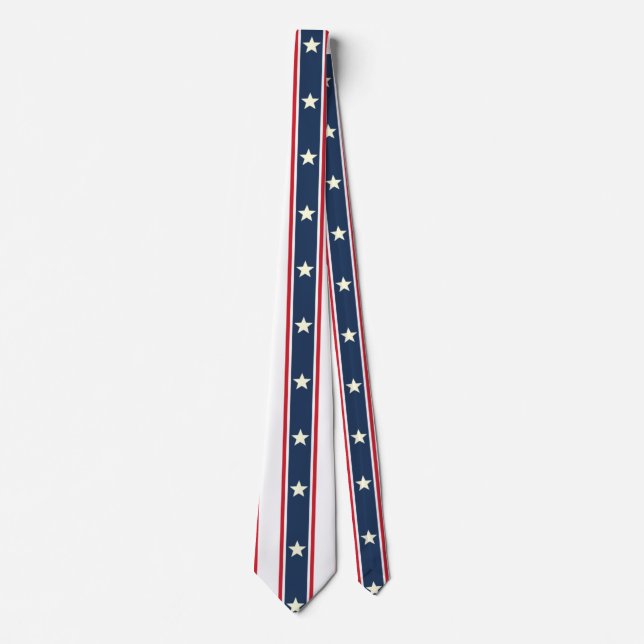 Patriotic Red White Blue Stars US Flag 4. Juli Krawatte (Vorderseite)