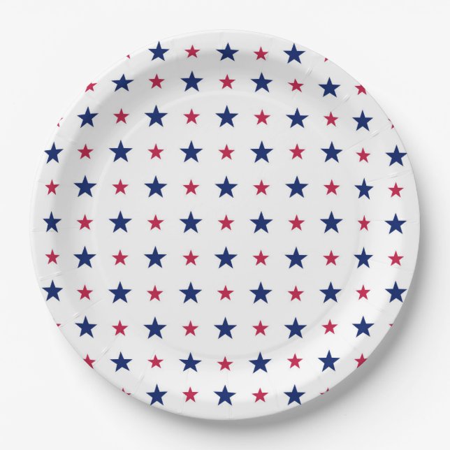 Patriotic Red White Blue Stars USA Pappteller (Vorderseite)