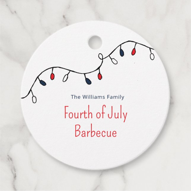 Patriotic Red White Blue String Lights 4. Juli Geschenkanhänger (Vorderseite)