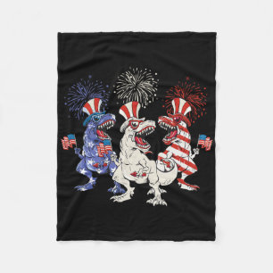 Patriotic Red White Blue T Rex Dinosaurier Firewor Fleecedecke