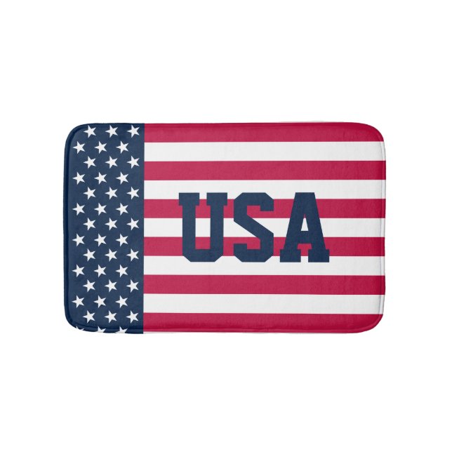 Patriotic Red White Blue US Flag Badematte (Vorderseite)