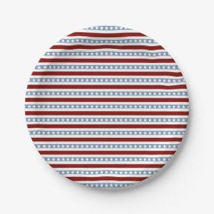 Patriotic Red White Blue US Flagge Pappteller