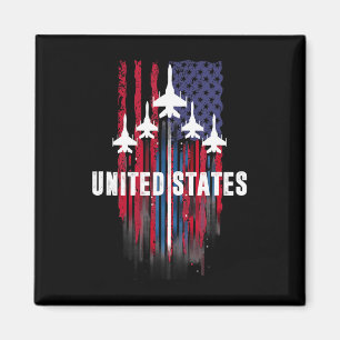 Patriotic Red White Blue Usa Flag Fighting Jets 4. Magnet