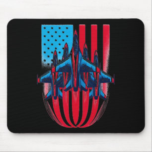 Patriotic Red White Blue Usa Flag Fighting Jets 4. Mousepad