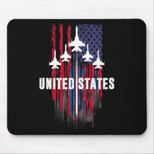 Patriotic Red White Blue Usa Flag Fighting Jets 4. Mousepad