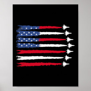 Patriotic Red White Blue Usa Flag Fighting Jets 4. Poster