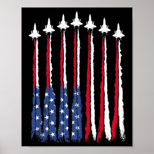 Patriotic Red White Blue Usa Flag Fighting Jets 4. Poster