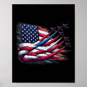 Patriotic Red White Blue Usa Flag Fighting Jets 4. Poster