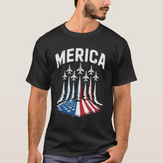 Patriotic Red White Blue USA Flag Fighting Jets 4. T-Shirt