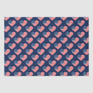 Patriotic Red, White & Blue USA Flag Hearts Seidenpapier
