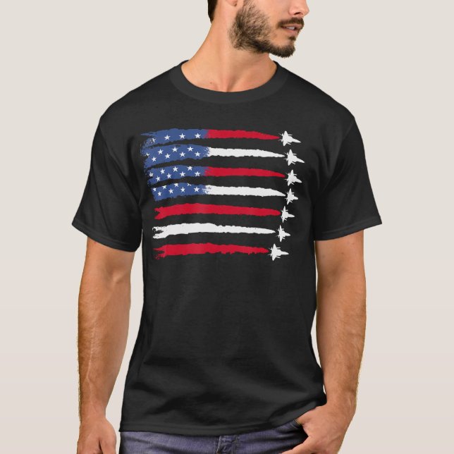 Patriotic Red White Blue Usa Flag Jets 4th T-Shirt (Vorderseite)