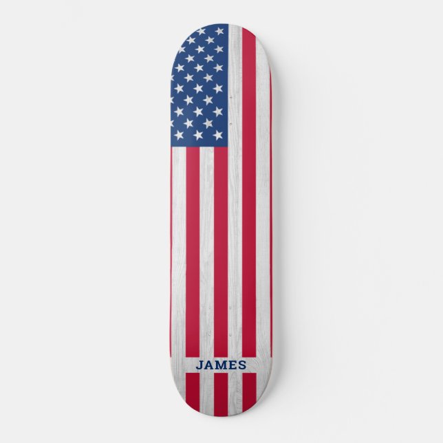 Patriotic Red White Blue USA Flag Skateboard (Vorderseite)