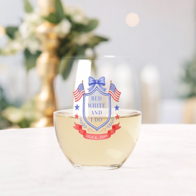 Patriotic Red White & I Do Bridal Shower Weinglas Ohne Stiel (Insitu (Hochzeit))