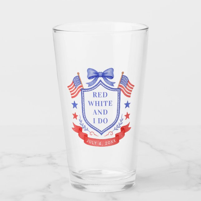Patriotic Red White & I Do Bridal Shower Welcome Glas (Vorderseite)