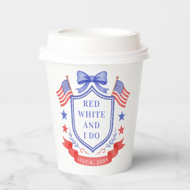 Patriotic Red White & I Do Bridal Shower Welcome Pappbecher (Vorderseite)