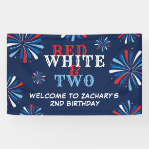 Patriotic Red White Two 2. Geburtstag Willkommen Banner